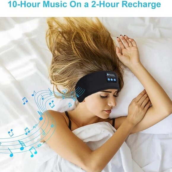 Sleep Bluetooth Headband/Eye Mask Headphones Side Sleeping Running Workout Soft - Picture 9 of 9